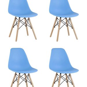 Стул Eames Style DSW голубой x4 (разборный каркас)