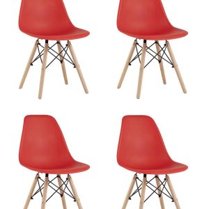Стул Eames Style DSW красный x4 (разборный каркас)