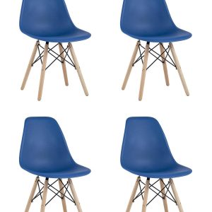 Стул Eames Style DSW синий x4 (разборный каркас)