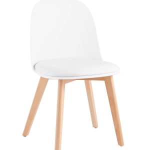 Стул Fog с подушкой белый деревянные ножки