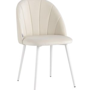 Стул Логан велюр молочный белые ножки
