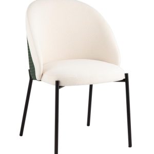 Стул обеденный Adelinde бежевый с зеленой экокожей