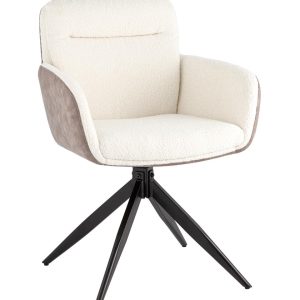 Стул обеденный Waldo молочный c бежевой экокожей