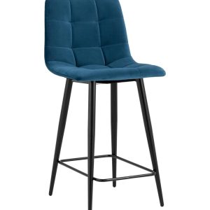 Стул полубарный Джанго велюр синий высота сиденья 60 см