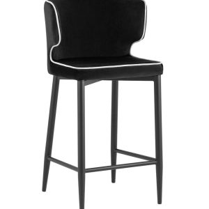 Стул полубарный Матео с кантом велюр черный