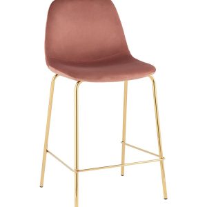 Стул полубарный Валенсия SN велюр розовый золотые ножки