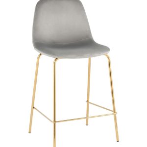 Стул полубарный Валенсия SN велюр серый золотые ножки