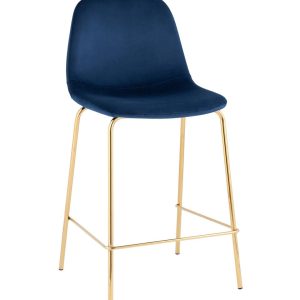 Стул полубарный Валенсия SN велюр синий золотые ножки