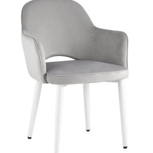 Стул Венера велюр серый ножки белые