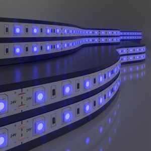 Светодиодная лента 24 В 14,4 Вт/м 60 Led/м 5050 IP65, синий, 5 м Лента
            светодиодная 24V 14,4W 60Led 5050 IP65 синий, 5м