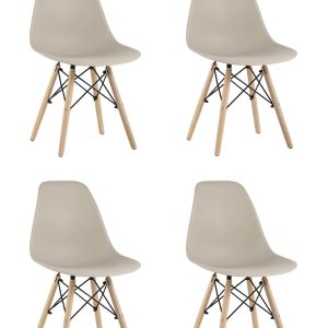 Стул Eames Style DSW бежевый x4 (разборный каркас)