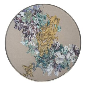Круглая картина с росписью по ткани "Икеда"