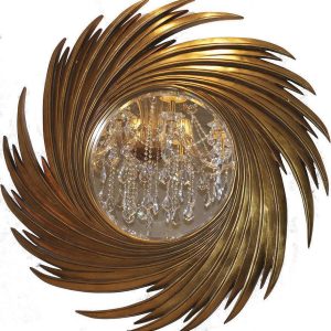 Золотое настенное зеркало "Свирл"