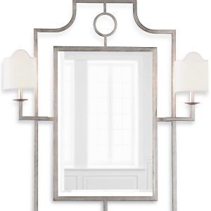 Серебряное настенное зеркало "Эван" с бра