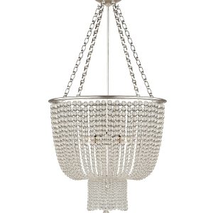 Серебряная люстра "Карла" со стеклянными бусами