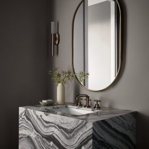 Золотое овальное зеркало "Рейли"