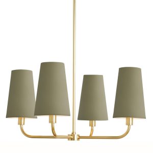 Золотая люстра "Ансель" с зелёными абажурами