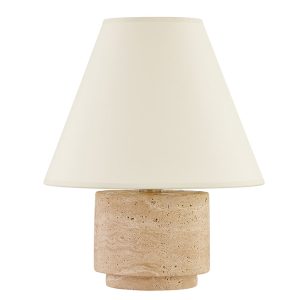 Бежевая настольная лампа "Бронко" из травертина