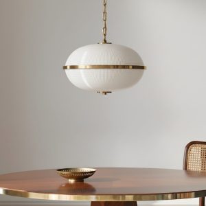 Золотой подвесной светильник "Гейбл" с белым плафоном