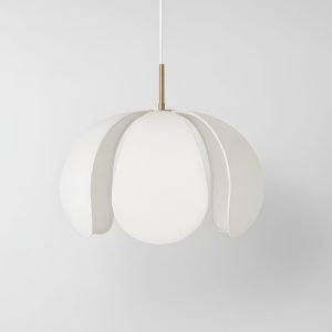 Золотой подвесной светильник "Флэк" с белым абажуром