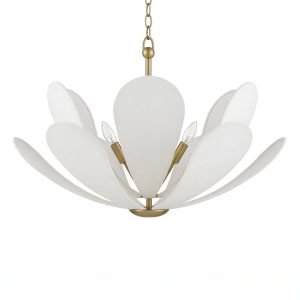 Золотистая люстра "Флэк" с белым абажуром