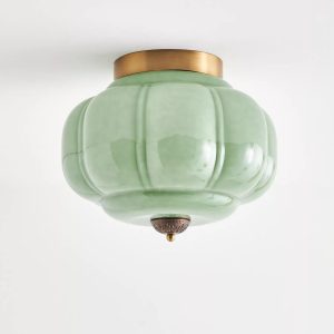 Золотистый светильник "Элаиза" с зелёным плафоном