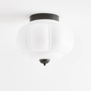 Чёрный светильник "Элаиза" с белым плафоном