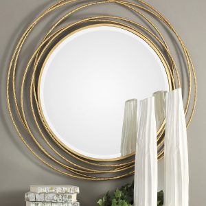 Золотое настенное зеркало "Трюдо"