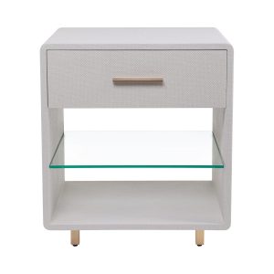 Бежевая прикроватная тумба с фактурной отделкой "Тейт"