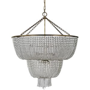 Большая золотая люстра “Карла” со стеклянными бусами