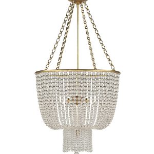 Золотая люстра "Карла" со стеклянными бусами