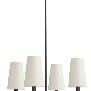 Чёрная люстра "Ансель" с белыми абажурами