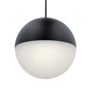 Большой чёрный светильник “Уорд” с белым плафоном