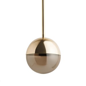 Золотой подвесной светильник “Уорд” с дымчатым плафоном