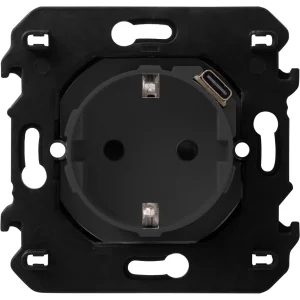 Vanguard Valero Розетка нем.ст. 2К+З со встр.зарядкой USB C + супп.2м ~250В 16А/=5В 1.5А 2 м. Черный